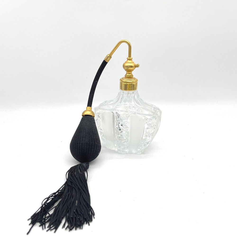 Vintage Victoria Secret Glass Perfume Bottle Atomizer Tassel Gold Tone Clear